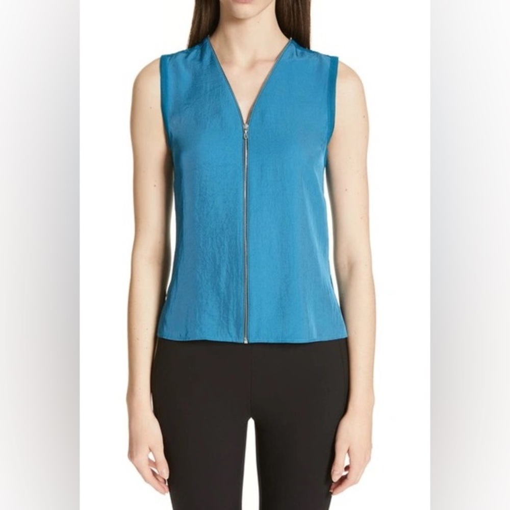 Rag & Bone Valerie Zip-Front Sleeveless Top in Blue Teal size Medium